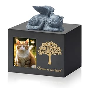 DiDiBirDi Katzenurne mit Katzenstatue und Samtbeutel