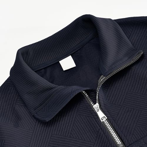 Men's Knit Sweater Long Sleeve Stand Collar Thick Loose Fit Quarter Zipper Pullover Sweater4