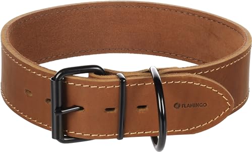 Flamingo Dog Collar Montana Cognac XXXL 58-68cm 50mm, Brown