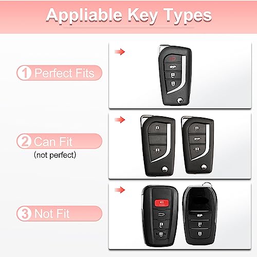 Image of Pangpai Pink Key Fob Cover for Toyota, Soft TPU Key Case Protection with Bling Keychain Fit for Toyota Fortuner Tundra Camry RAV4 Highlander Corolla Smart Key Holder