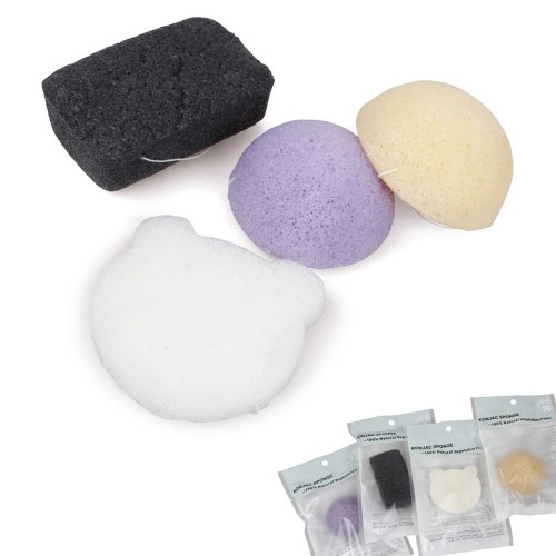 BMC 4pc All Natural Face + Body Skin Care Beauty Konjac Fiber Sponge Health Product Set - Refresh Collection