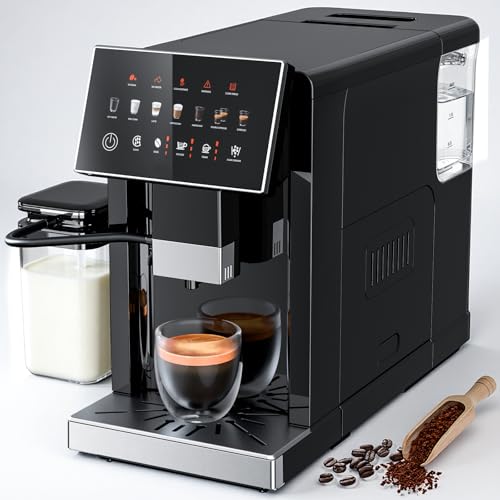 Image of Kismile Espresso Machine with Grinder, Automatic Espresso Maker with Milk Frother Steam Wand, Removable Water Tank for Latte & Cappuccino, Professional Coffee Machine for Home