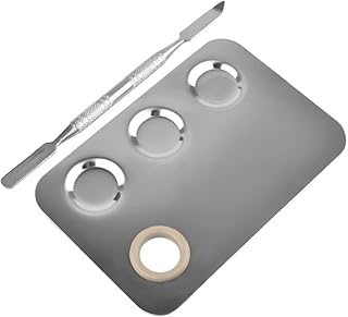 TEHAUX Bandeja Quadrada Bandeja De Aço Inoxidável Paleta De Esmaltes Paleta De Pintura De Arte Paleta De Cores De Pintura Paleta De Pintura Placa De Combinação De Maquiagem Bandeja De