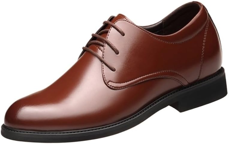 Dress Shoes for Men Lace Up Round Toe Faux Leather Solid Color Derby Shoes Low Top Anti-Slip Slip Resistant Business