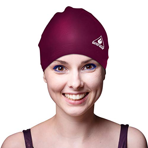 Water Gear Latex Adult Swim Cap - Durable and Flexible Unisex Non-Waterproof - Great for Short and Long Hair - Improve Your Performance - Triathlon Swimmers and Athletes - Thumbnail 2