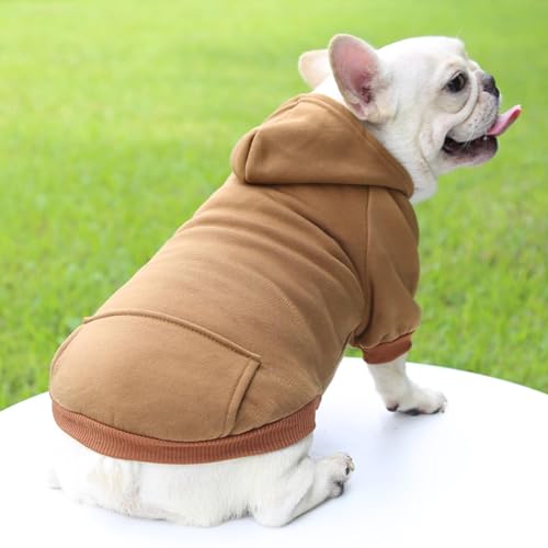Image of Pet Dog Cold Weather Coat with Pocket Winter Dog Hoodie Warm Puppy Clothes for Small Dogs Chihuahua Clothing (Khaki, Small)