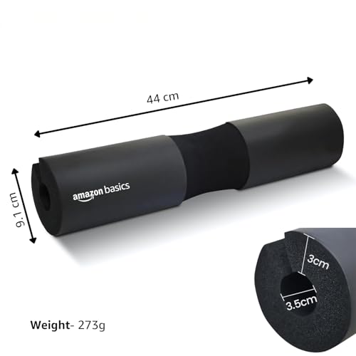 Image of Amazon Basics Barbell Pad for Weight Lifting | Foam Cushion Squat Pad for Gym Rod | Hip Thrust Pad | for Neck & Shoulder Support | Black