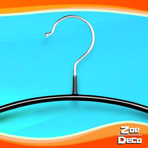 Zoe Deco ZD-HGR-010BLK 10 Pack Non-Slip No Shoulder Bumps Clothes Hangers With Grippy Coating, Steel Sweater Hangers thumb #2