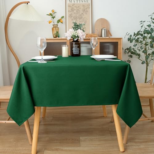 image for Biscaynebay Textured Fabric Square Tablecloths 54x54 Inch, Hunter Gree