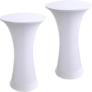 Cocktail Table Covers - 2 Pack 24"x43" Fitted Highboy Tablecloth - White