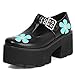 Ciuyurra Mode Femmes Chaussure Gothiques Plateforme T Strap Cosplay Pumps Chunky Heels Lolita Shoes Flatform Mary Janes Round Toe PU-Black Taille 38