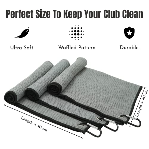 Pack Of 3 Microfiber Golf Towel, Strong Absorbent Quality With Orange Petal Technology, Golf Towel For Golf Bags For Men, Suitable Size For Golf Cart Bag, Attractive Golf Gift Pack #TOP2