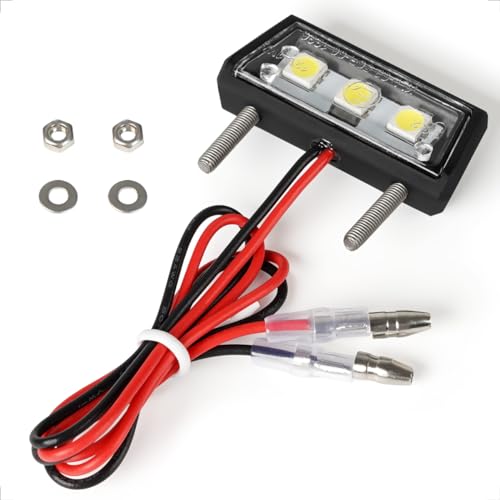 evermotor eclairage plaque moto, Homologué Universel Mini 12V 1W E4 LED plaque d'immatriculation lumière plaque d'immatriculation lumière Auto véhicule à moteur Quad ATV noir étanche IP67