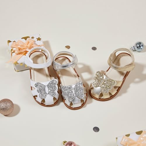 Image of ESTINE Toddler Girls Little Kids Close Toe Sandals - Flower Girl Dress Flats Summer Shoes