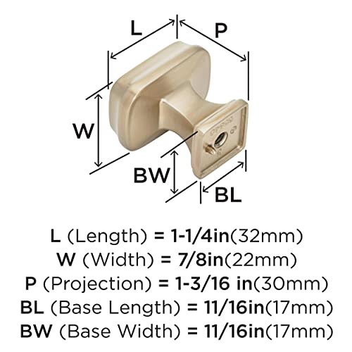 Image of Amerock 1-1 /4 inch Rectangle Revitalize Champagne Bronze Cabinet Knob | Durable Zinc drawer knob and cabinet hardware, ideal for kitchen cabinets, bathroom vanities, dressers, and furniture
