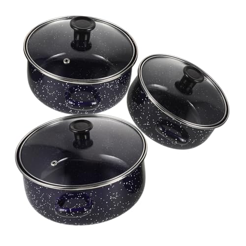 Ipetboom 1 juego Cacerola de Enamel Asa Olla Mini para Cocinar para Noodles y Diseño Portátil y Doble Asa para Hogar y Oficina