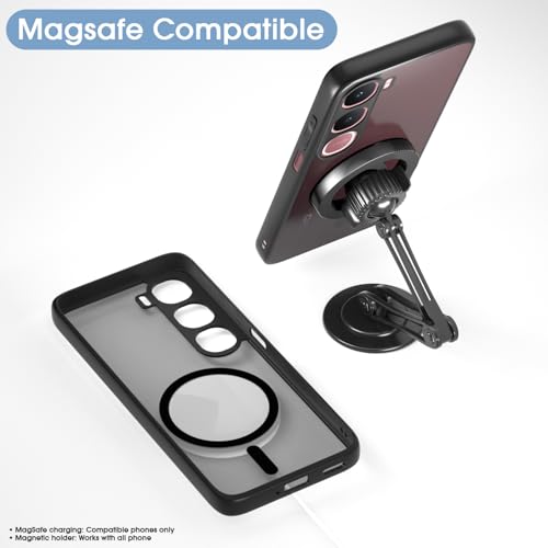 Image of Amazon Basics Back Cover for Vivo Y31 5G Compatible with Mag-Safe Smoke Back | Shockproof Design | Hard Transparent Back Case (Black Smoke Mag-Safe)