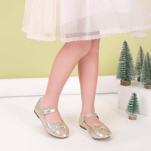 PANDANINJIA Rika Girls Dress Shoes Flower Girl Mary Jane Flats Wedding Party School Shoes for Toddler Little Kid Big Kid3