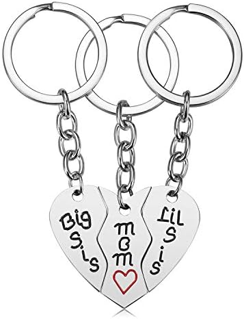iWenSheng Mom Birthday Gift from Daughter - 3PCS Mom Big Sister Little Sister Mother Daughter Keychain Mother’s Day Gift Christmas Gifts for Mom