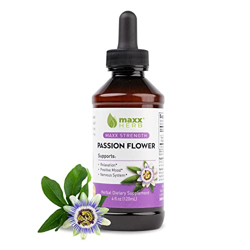 Maxx Herb Passion Flower Extract - Max Strength Passion-Flower Liquid Absorbs Better Than Capsules for Relaxation and Stress Relief Alcohol-Free - 4 Oz Bottle (60 Servings)