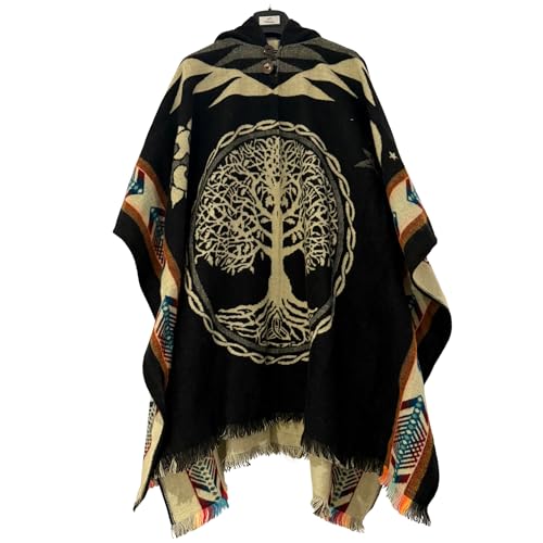 Image of Gamboa Mexican Poncho for Men - Alpaca Wool