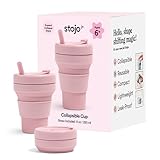 STOJO 折りたたみ式トラベルカップ - 再利用可能な持ち運び用ポケットサイズシリコンボトル ホット&コールドドリンク用 - キャンプに最適 - 電子レンジ&食器洗い機対応 (カーネーション 8オンス (1個パック)