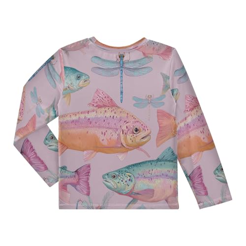 Fish Dragonfly Pattern Artwork Boys Rash Guard Long Sleeve UPF 50+ Boys Swim Shirt Quick Dry Shirt for 3-12 Years2