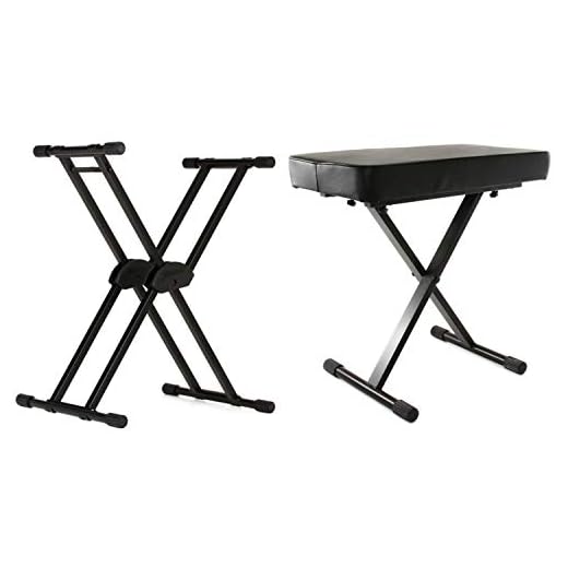 Roland KS-20X Heavy-duty Double-Braced X-Style Stand + On-Stage Stands KT7800+ Deluxe X-Style Bench Value Bundle