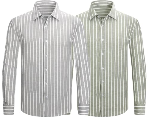 Image of Zombom Men's Regular Fit Vertical Striped Casual Shirt | Full Sleeve Cotton Blend Shirt for Men | Slim Fit Stylish Party