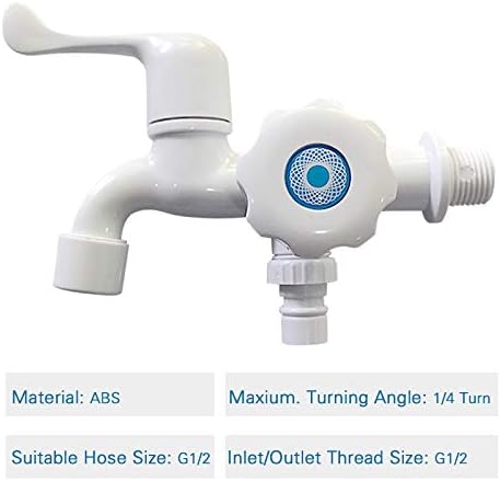 Miniatura 2 de Grifo de agua, grifo de plástico ABS para fregadero de cocina, lavabo, lavabo, grifo de agua con doble boquilla y mango (G12) (mango de cola)