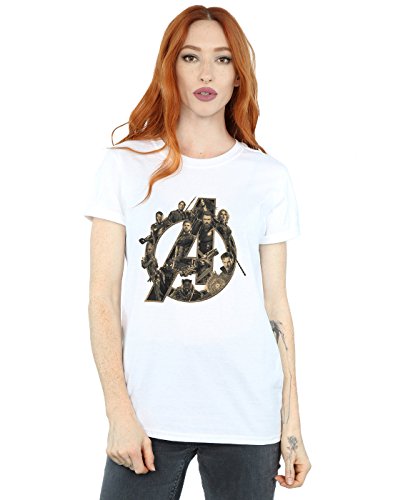 Image of Marvel Women's Avengers Infinity War Marvel Logo Boyfriend Fit T-Shirt White Large