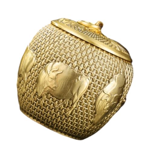 Duyeuau Elegante tarro de almacenamiento para tés y alimentos, recipiente decorativo de latón, textura de latón, adecuado para cualquier cocina o fiesta