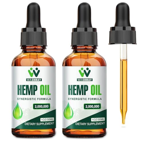 Hemp Oil Drops (2 Pack) High Potency - 2 000 000 Maximum Strength Organic Hemp Tincture for Pain Relief Sleep Skin - with C02 Extraction Vegan Non-GMO