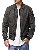 COOFANDY Mens Bomber Jacket Classic Slim Fit Zipper Sportswear Jacket Light Coat With Pockets Grey M