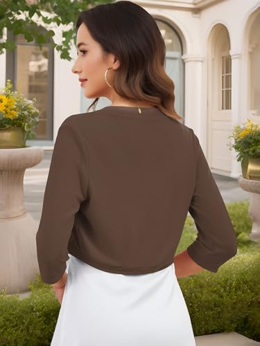 Image of Women's Long Sleeve Shrugs Lightweight Open Front Cropped Cardigan for Women S-2XL
