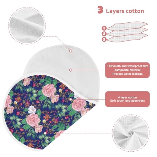 J JOYSAY Rose Blossom Indigo Baby Burp Cloths for Boys Girls Large 22''x11'' Cotton 4 Layer Baby Washcloth for Drool Newborn one sizex43