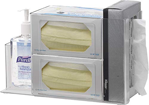 Omnimed American Made Clear Acrylic Infection Prevention Station (Holds 2 Boxes of Masks, 1 Tissue Box and 18 oz. Hand Sanitizer)