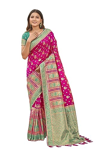 Monjolika Fashion Women's Rich Zari Weaving Work Banarasi Silk Sa...