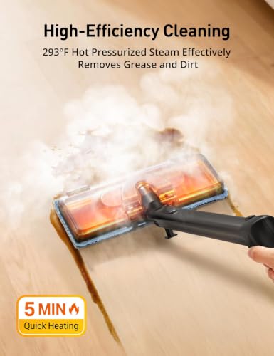Image of Steam Cleaner for Home, 293F 5-Bar High Pressure Powerful Multipurpose Handheld Steam Mop, 21 Attachments, 50Oz Capacity, Heavy Duty Steamer for Floors, Cars, Tiles, Crack Cleaning, Turquoise