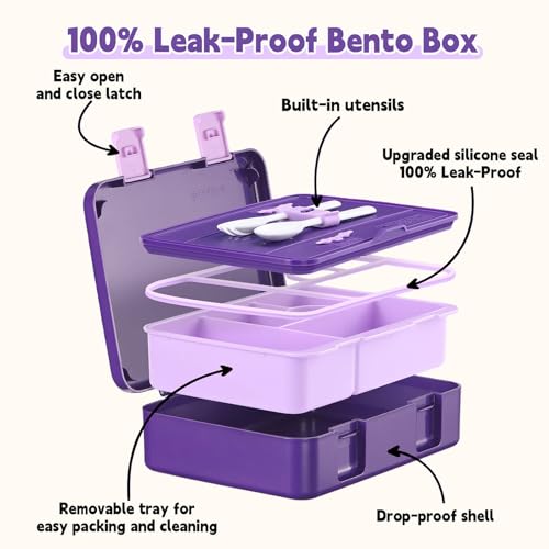 Image of rockpapa 5.5 Cups Bento Lunch Box for Kids, 5-Compartment, Butterfly