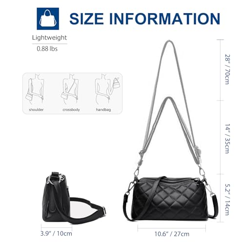 Image of Genuine Leather Crossbody Purses for Women Small Shoulder Handbags Quilted Hobo Bags