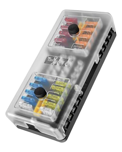 20 Way Fuse Box 16 Circuit Blade Fuse Block, Fuse Holder with Ground and Protection Cover, 12V 24V Blown Fuse DC SUB Panel for Car Boat Automotive Marine Vehicle Yacht Truck Trike RV SUV Ship
