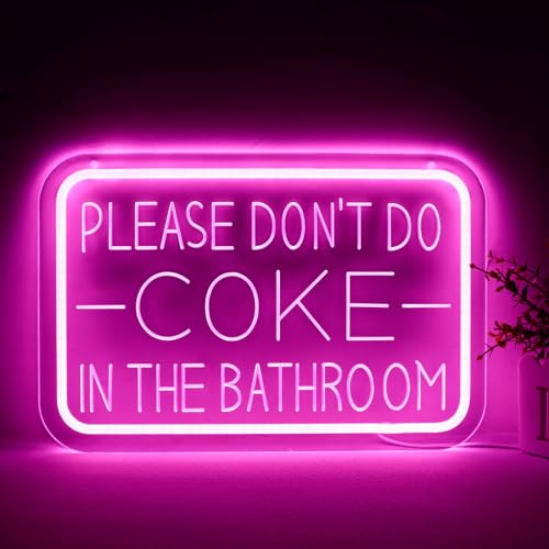 qbanziou Please Dont Do Coke in the Bathroom Neon Sign Wall Decor LED Bedroom Dorm Office Wall LED Neon Light Brightness Light Up Sign for Party DecorFunny Bathroom SignsGifts for Teenage Boys Girls