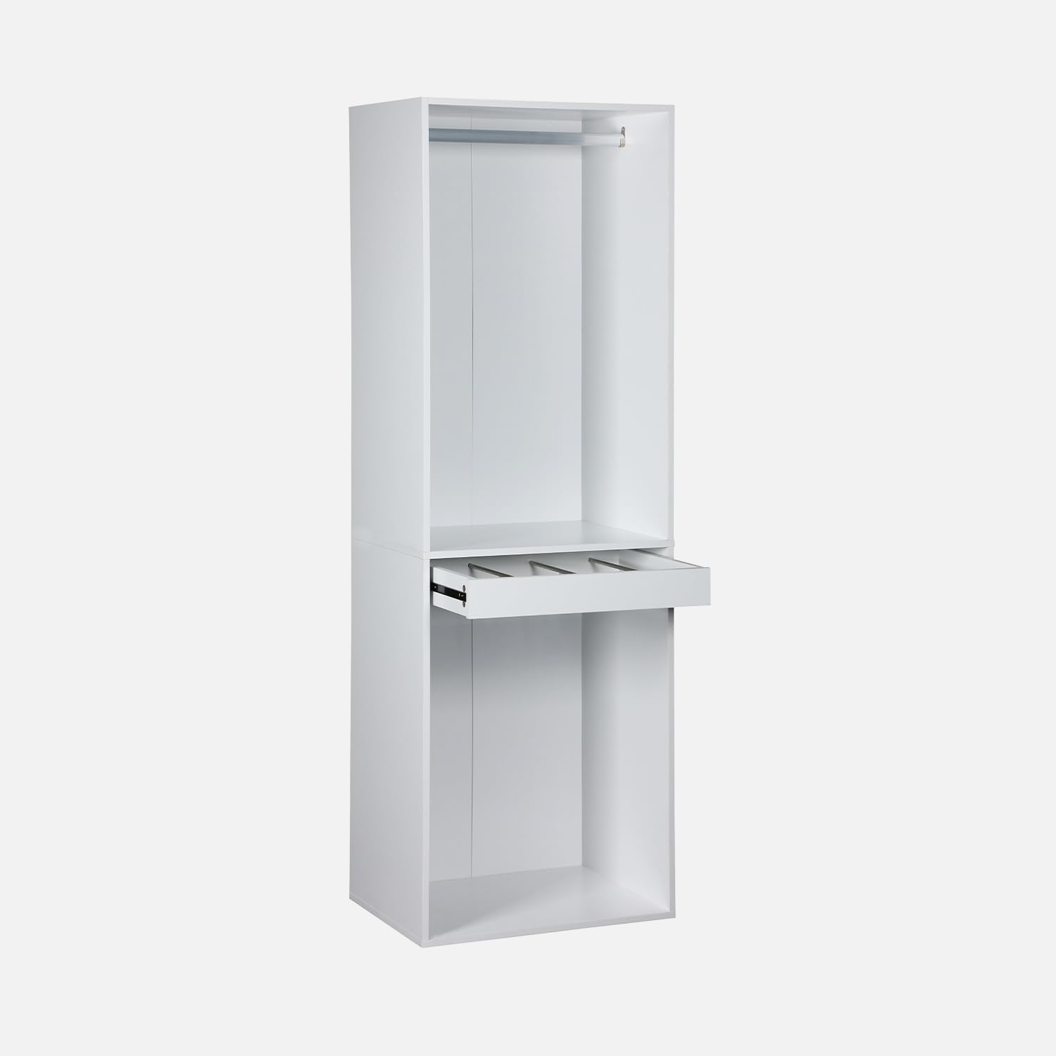 sweeek-Módulo armario con ropero y pantalonero Blanco - 60x45x180 cm | Modulo