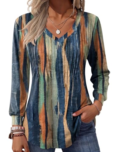 Zeagoo Long Sleeve Tops for Women Fall Outfits 2026 T Shirts V Neck Casual Top Shirt Soft Basic Blouses