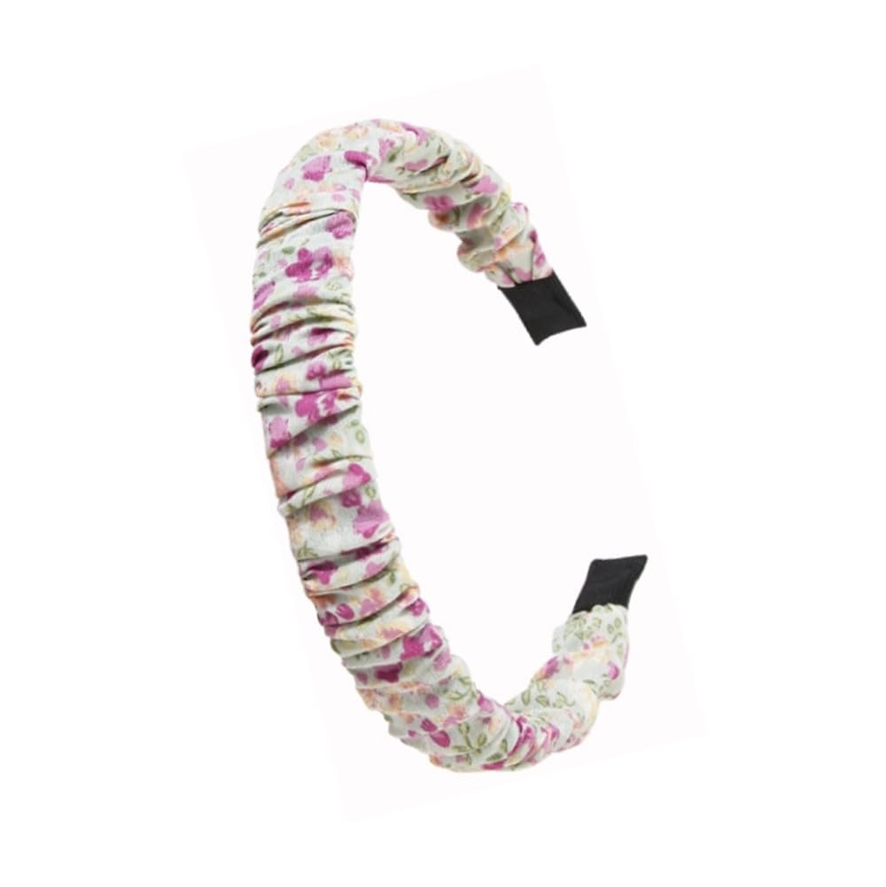Ruched Headbands Colorful Headbands for Women Solid Color Hair Hoop Fashion Headwear Black Hair Accessories (Floral, 8PCs)