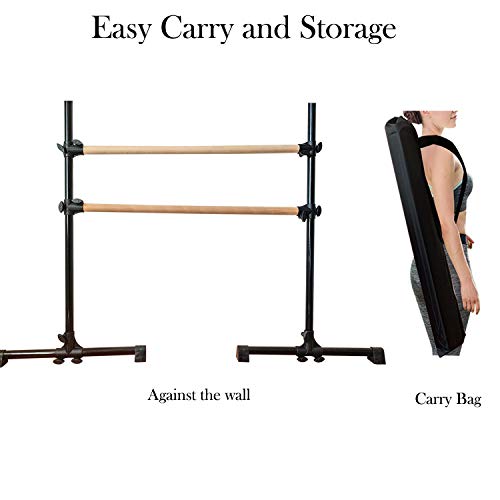 MARFULA 4 Ft Portable Wood Ballet Barre Ballet Bar Dance Barre Freestanding with Carry Bag