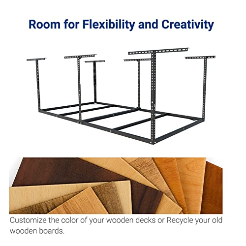 Image of FLEXIMOUNTS 4x8 Overhead Garage Storage Rack, 2 Pack, Black