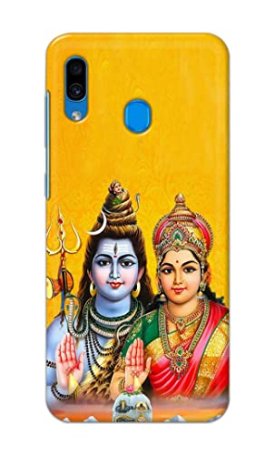 Image of PRINTFIDAA Lord Shiva Parvati Yellow Background Printed Designer Hard Back Case Cover for Samsung Galaxy A20 / Samsung A30 / Samsung M10S -(SF) MVN1008