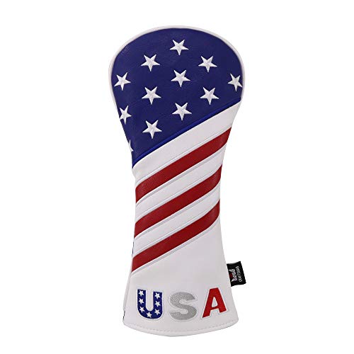 Craftsman Golf Red White Blue USA Flag Stars Fairway 3 5 Wood Cover Headcover(Wood Cover)